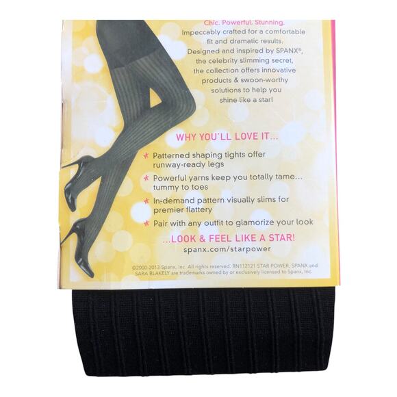Spanx Star Power Center-Stage Ribbed Row Shaping Tights Black Size C Ribbed Row - Picture 11 of 16